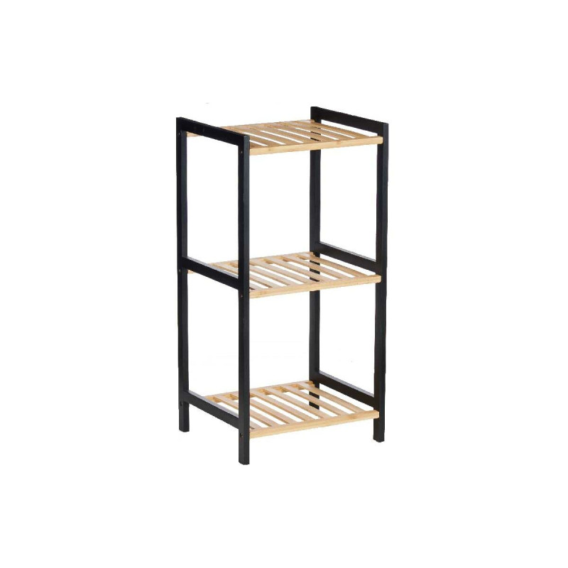 Estantería de Baño 35 x 30 x 70 cm Negro Natural Bambú Madera de pi Estantería de Baño 35 x 30 x 70 cm Negro Natural Bambú Madera de pi