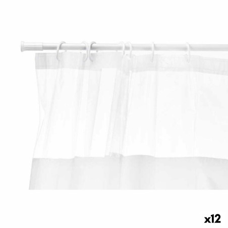 Cortina de Ducha 180 x 180 cm Transparente Blanco Plástico PEVA (12 U