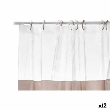 Cortina de Ducha Transparente 180 x 180 cm Beige Plástico PEVA (12 Un