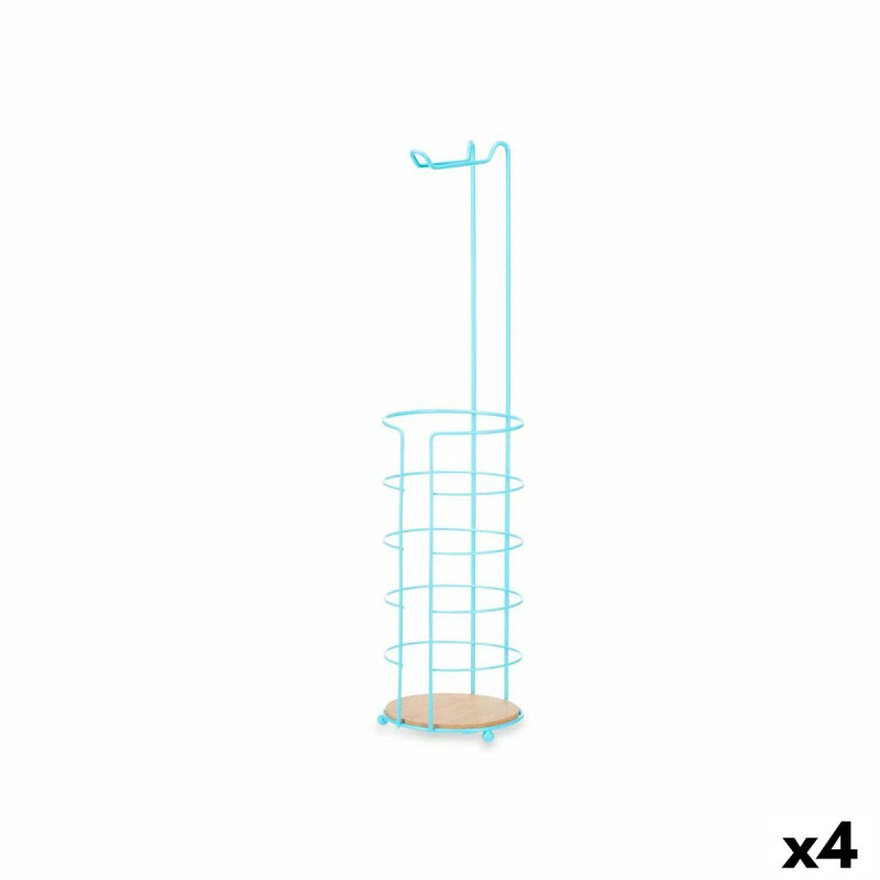 Portarrollos de Papel Higiénico Azul Metal Bambú 16,5 x 63,5 x 16,5
