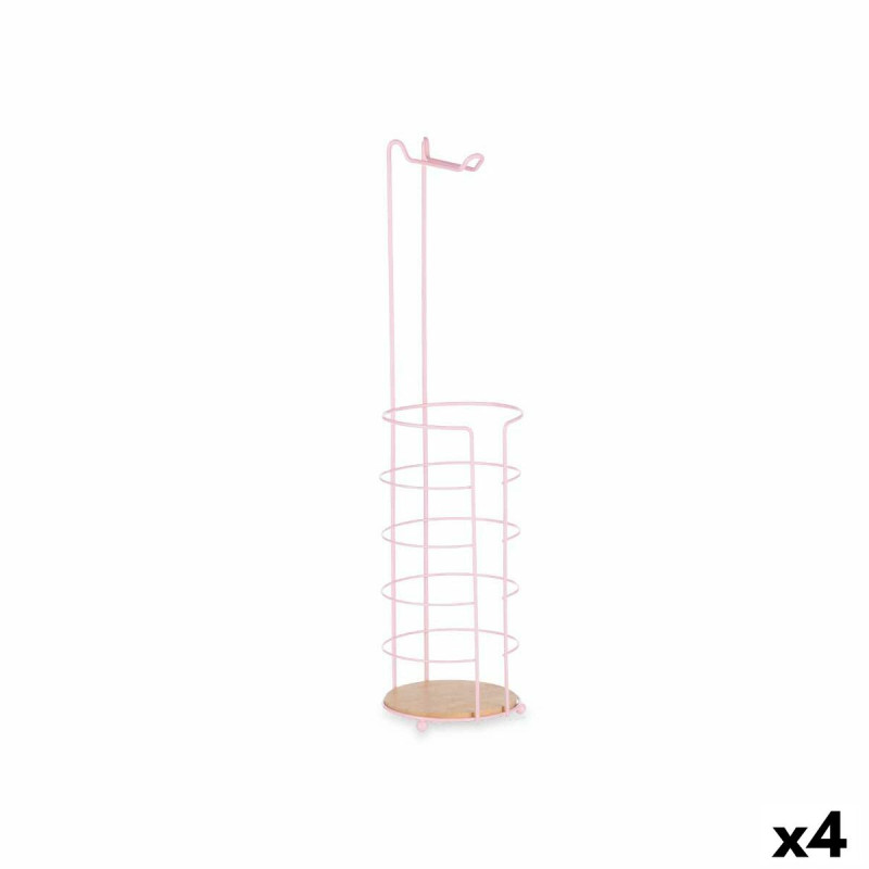 Portarrollos de Papel Higiénico Rosa Metal Bambú 16,5 x 63,5 x 16,5