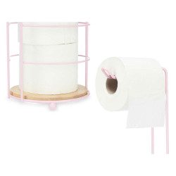 Portarrollos de Papel Higiénico Rosa Metal Bambú 16,5 x 63,5 x 16,5