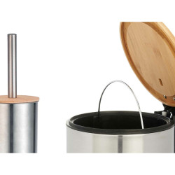 Set de Baño Plateado Bambú Acero Inoxidable Polipropileno 2 Piezas (