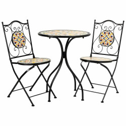 Conjunto de Mesa con 2 Sillas Alexandra House Living Negro 60 x 75 x 6