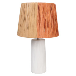 Lámpara de mesa Romimex Blanco Marrón Mostaza Cerámica 25 x 42 x 25