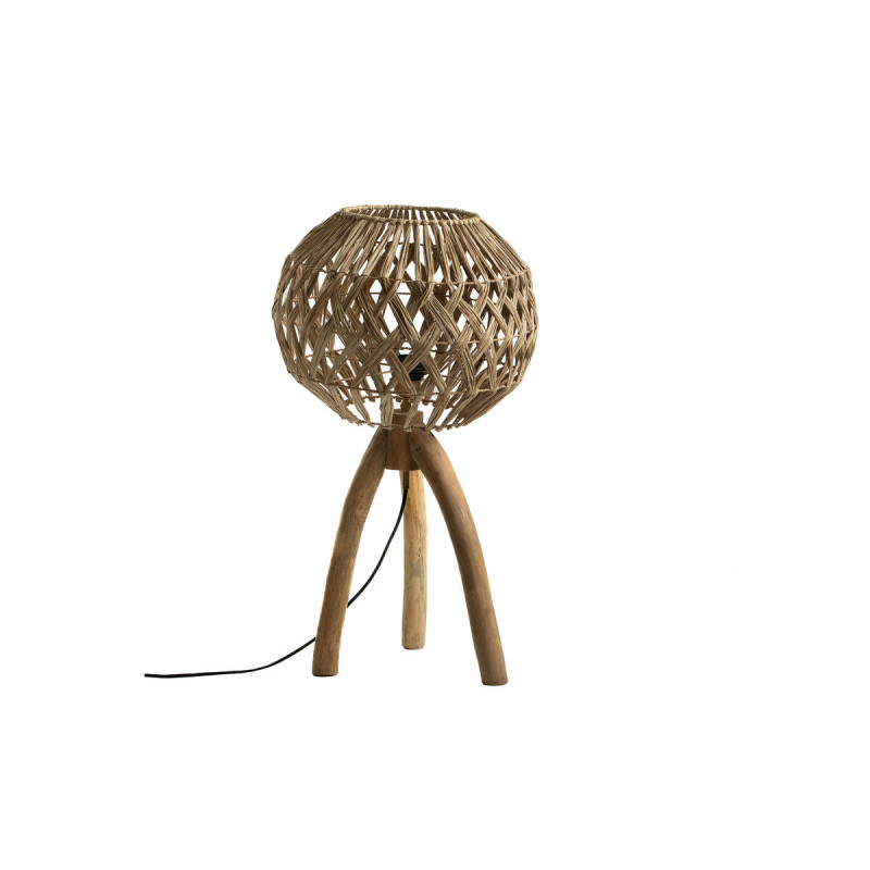 Lámpara de mesa Romimex Natural Teca Fibra 40 x 40 x 40 cm Lámpara de mesa Romimex Natural Teca Fibra 40 x 40 x 40 cm