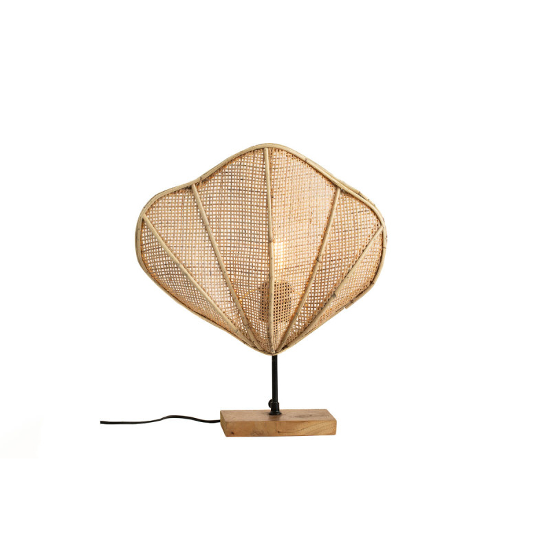 Lámpara de mesa Romimex Natural Ratán 30 x 30 x 15 cm Lámpara de mesa Romimex Natural Ratán 30 x 30 x 15 cm