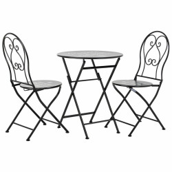 Conjunto de Mesa con 2 Sillas Alexandra House Living Negro 60 x 75 x 6