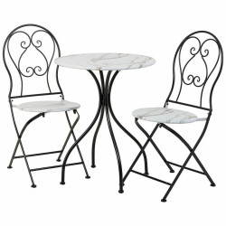 Conjunto de Mesa con 2 Sillas Alexandra House Living Blanco Negro 60 x