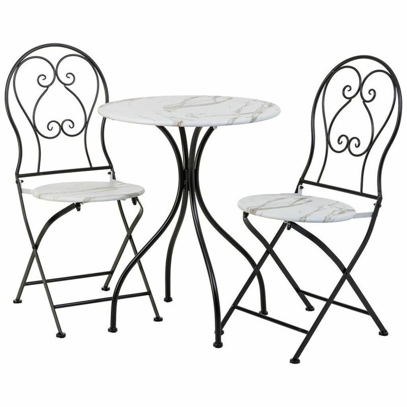 Conjunto de Mesa con 2 Sillas Alexandra House Living Blanco Negro 60 x Conjunto de Mesa con 2 Sillas Alexandra House Living Blanco Negro 60 x