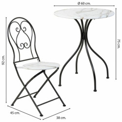 Conjunto de Mesa con 2 Sillas Alexandra House Living Blanco Negro 60 x