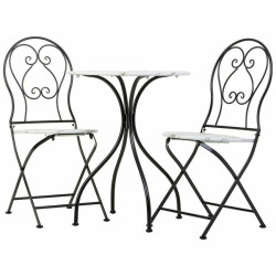 Conjunto de Mesa con 2 Sillas Alexandra House Living Blanco Negro 60 x