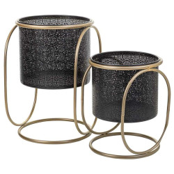 Set de Maceteros Alexandra House Living Negro Metal Hierro 26 x 178 x