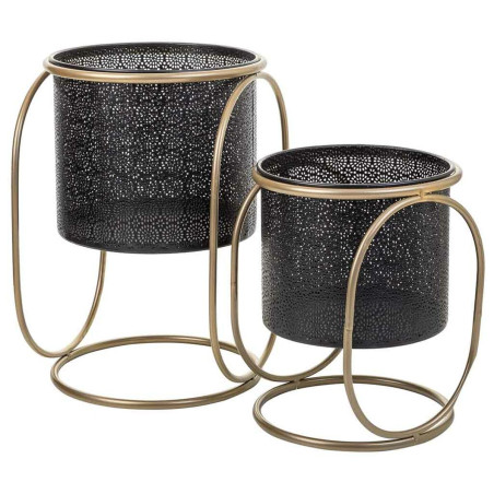 Set de Maceteros Alexandra House Living Negro Metal Hierro 26 x 178 x