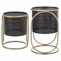 Set de Maceteros Alexandra House Living Negro Metal Hierro 26 x 178 x