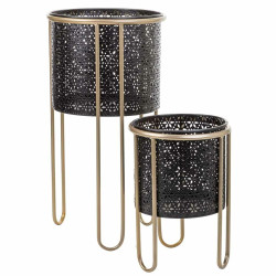 Set de Maceteros Alexandra House Living Negro Metal Hierro 26 x 150 x