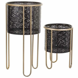 Set de Maceteros Alexandra House Living Negro Metal Hierro 26 x 150 x