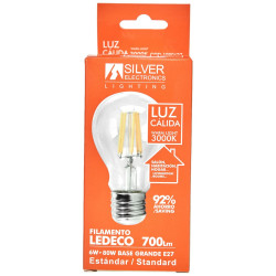 Bombilla LED Esférica Silver Electronics 1980627 E27 6W 3000K A++ (Lu
