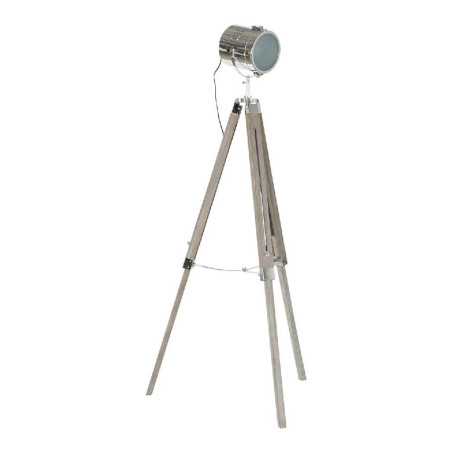 Lámpara de Pie DKD Home Decor Metal Madera Plata Marrón claro Trípo