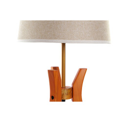 Lámpara de Mesa DKD Home Decor Marrón Beige Poliéster Madera 220 V