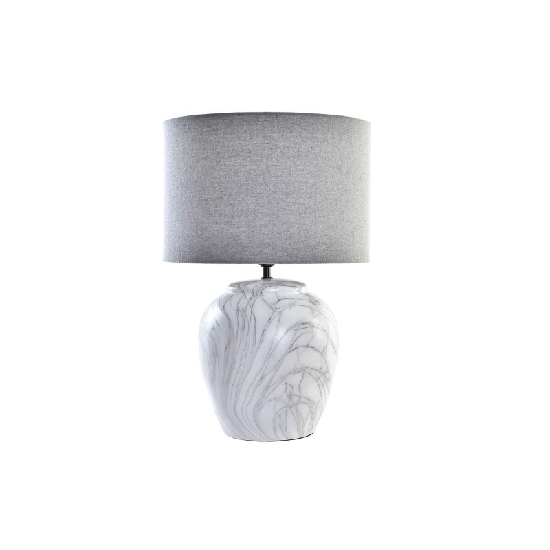 Lámpara de mesa DKD Home Decor Lienzo Cerámica Gris Blanco (38 x 38 Lámpara de mesa DKD Home Decor Lienzo Cerámica Gris Blanco (38 x 38