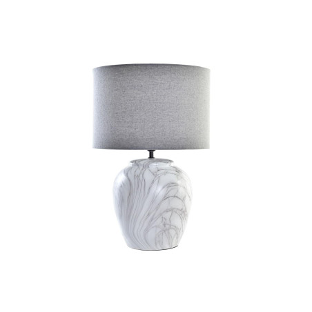 Lámpara de mesa DKD Home Decor Lienzo Cerámica Gris Blanco (38 x 38
