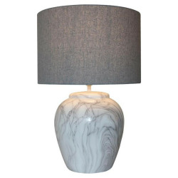 Lámpara de mesa DKD Home Decor Lienzo Cerámica Gris Blanco (38 x 38