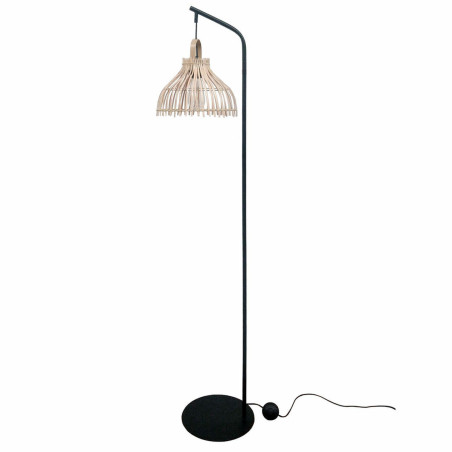 Lámpara de Pie DKD Home Decor Negro Metal Marrón Ratán (40 x 40 x 1