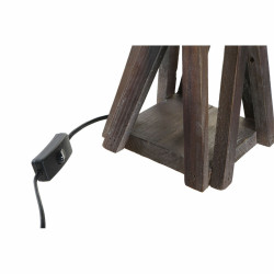 Lámpara de mesa DKD Home Decor Madera Algodón Marrón oscuro (35 x 3