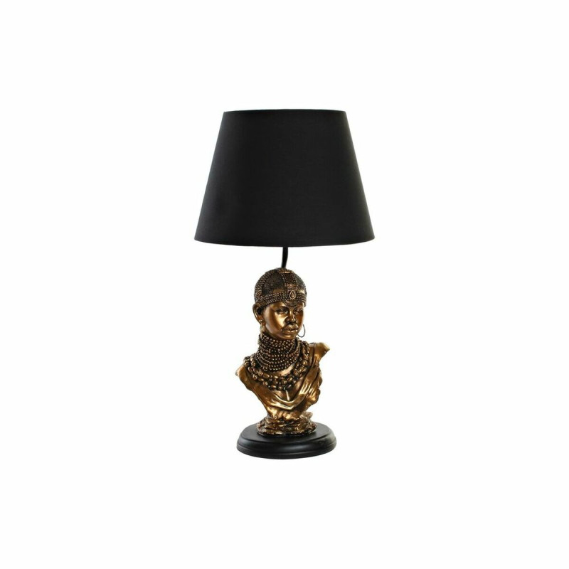 Lámpara de mesa DKD Home Decor Negro Dorado Poliéster Resina African Lámpara de mesa DKD Home Decor Negro Dorado Poliéster Resina African
