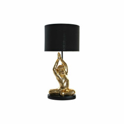 Lámpara de mesa DKD Home Decor Negro Dorado Poliéster Resina Mono (2