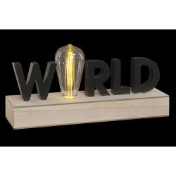 Decoración luminosa DKD Home Decor World Negro Metal Madera MDF 30 x