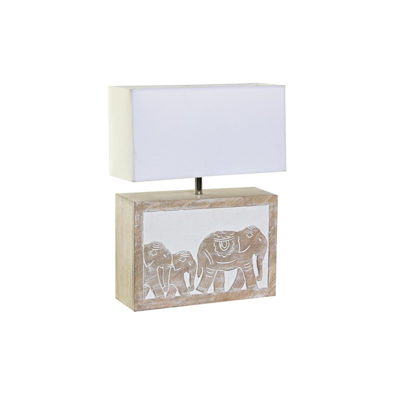 Lámpara de mesa DKD Home Decor Blanco Marrón Madera de mango 50 W 22