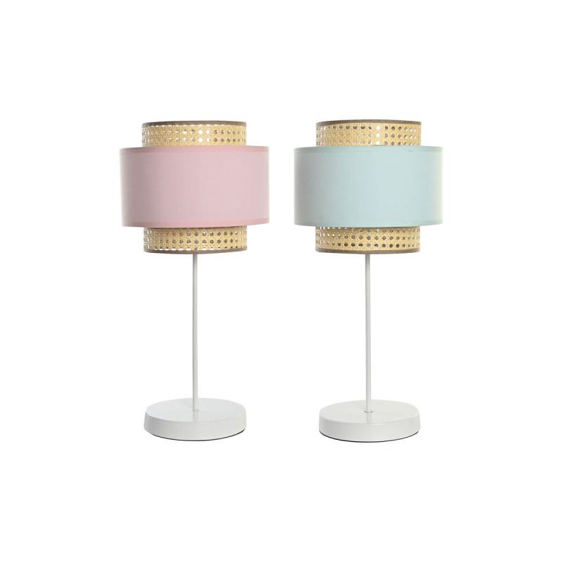 Lámpara de mesa DKD Home Decor Metal Verde Rosa claro 220 V 50 W 26 x