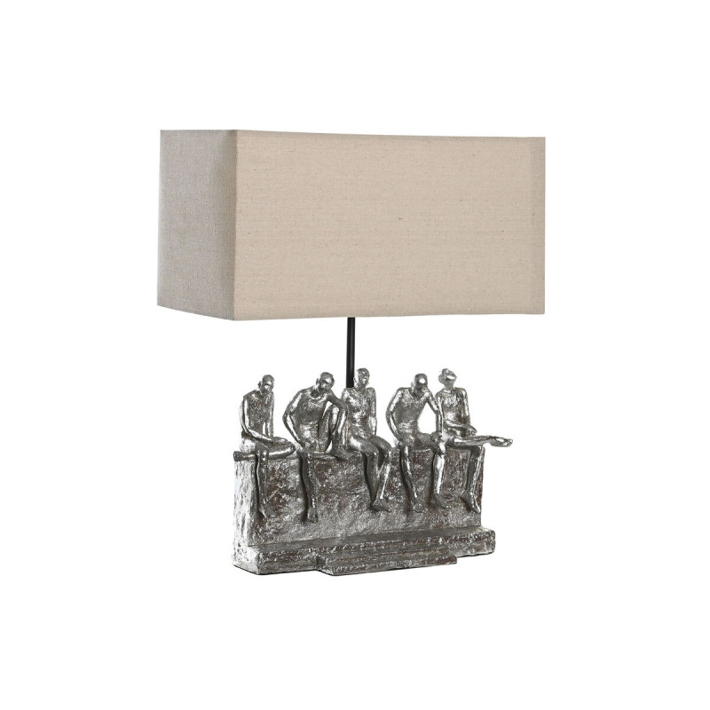Lámpara de mesa DKD Home Decor 36 x 21,5 x 43 cm Plateado Beige Metal