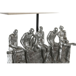 Lámpara de mesa DKD Home Decor 36 x 21,5 x 43 cm Plateado Beige Metal