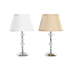 Lámpara de mesa Home ESPRIT Blanco Beige Metal Cristal 25 x 25 x 42 c