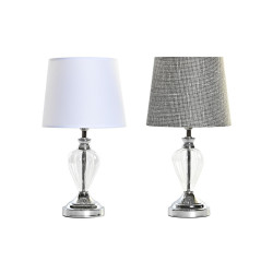 Lámpara de mesa Home ESPRIT Blanco Gris Metal Cristal 20 x 20 x 37 cm