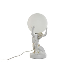 Lámpara de mesa Home ESPRIT Blanco Dorado Resina Plástico 220 V 14 x