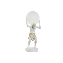 Lámpara de mesa Home ESPRIT Blanco Dorado Resina Plástico 220 V 18 x
