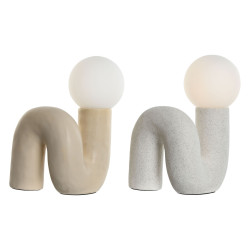 Lámpara de mesa Home ESPRIT Blanco Beige Cerámica Cristal 220 V 22 x