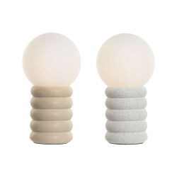 Lámpara de mesa Home ESPRIT Blanco Beige Cerámica Cristal 220 V 15 x
