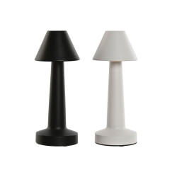 Lámpara de mesa Home ESPRIT Blanco Negro 9 x 9 x 24 cm (2 Unidades)