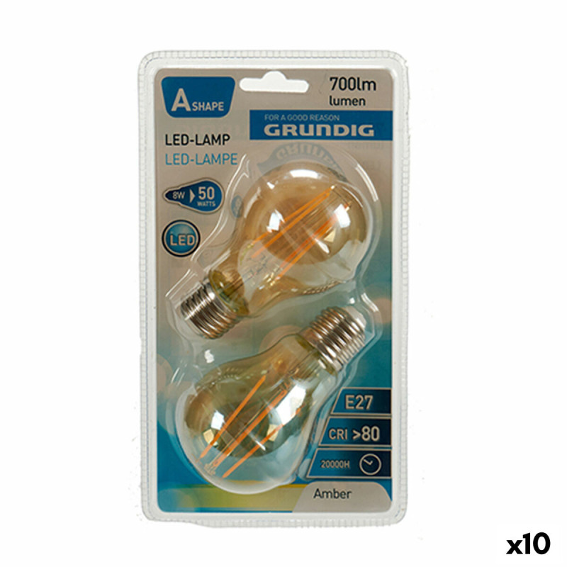 Bombilla LED Grundig 8 W 2300 K E27 Ambar 700 lm (10 Unidades) (6 x 10 Bombilla LED Grundig 8 W 2300 K E27 Ambar 700 lm (10 Unidades) (6 x 10