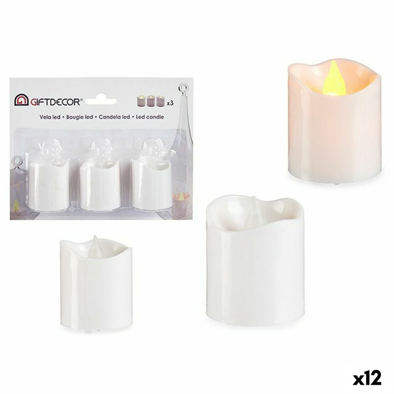 Set de Velas 3,7 x 3,7 x 5 cm Blanco (12 Unidades) Set de Velas 3,7 x 3,7 x 5 cm Blanco (12 Unidades)