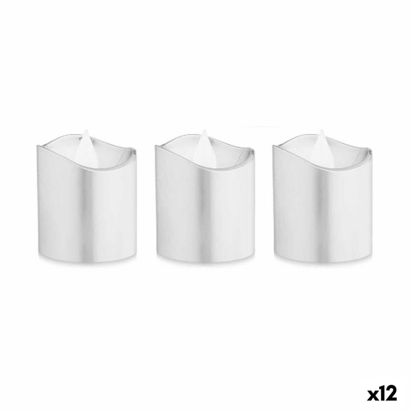 Set de Velas LED Plateado 3,7 x 3,7 x 5 cm (12 Unidades) Set de Velas LED Plateado 3,7 x 3,7 x 5 cm (12 Unidades)