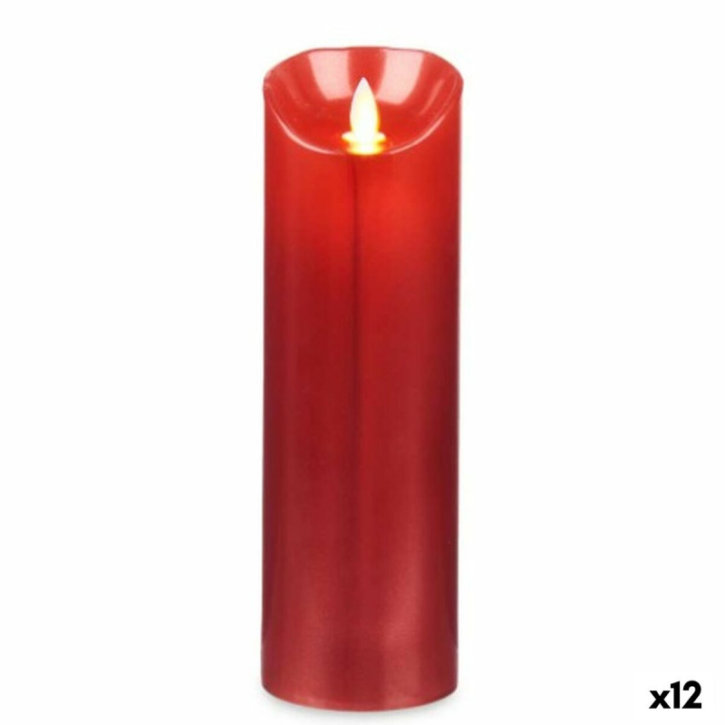 Vela LED Rojo 8 x 8 x 25 cm (12 Unidades) Vela LED Rojo 8 x 8 x 25 cm (12 Unidades)