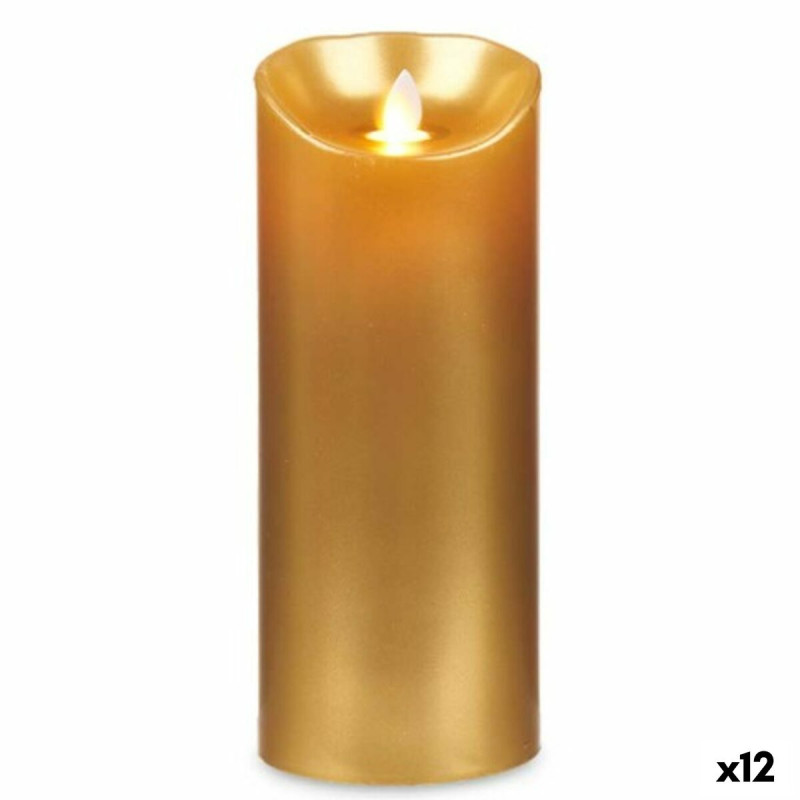 Vela LED Dorado 8 x 8 x 20 cm (12 Unidades) Vela LED Dorado 8 x 8 x 20 cm (12 Unidades)