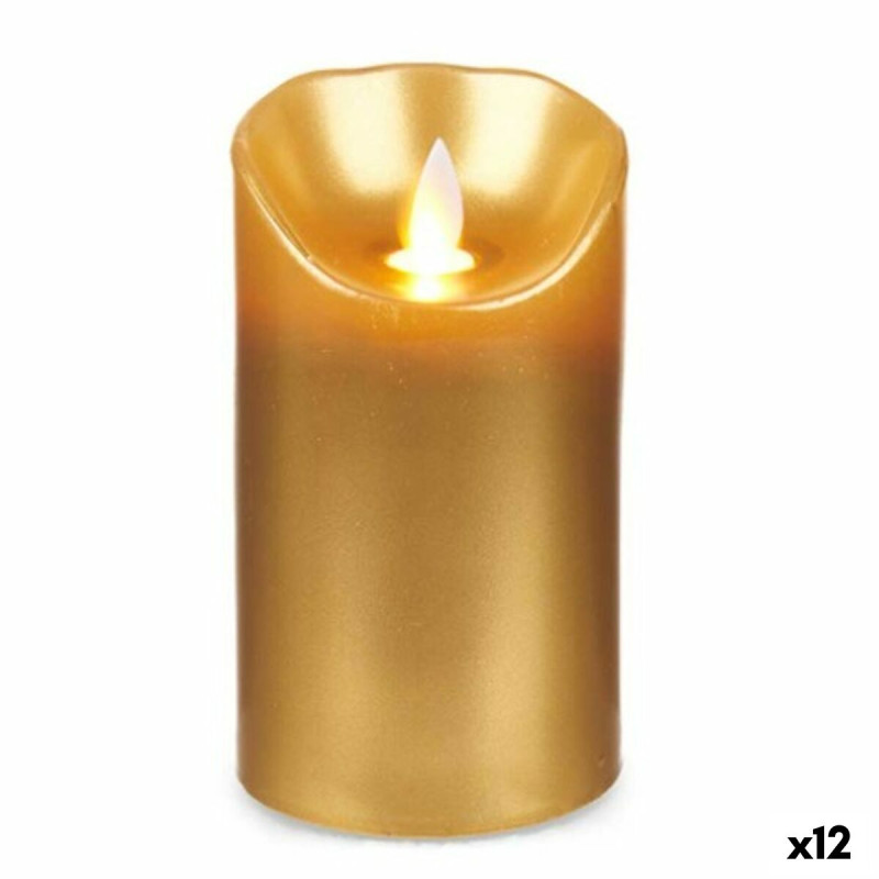 Vela LED Dorado 8 x 8 x 15 cm (12 Unidades) Vela LED Dorado 8 x 8 x 15 cm (12 Unidades)
