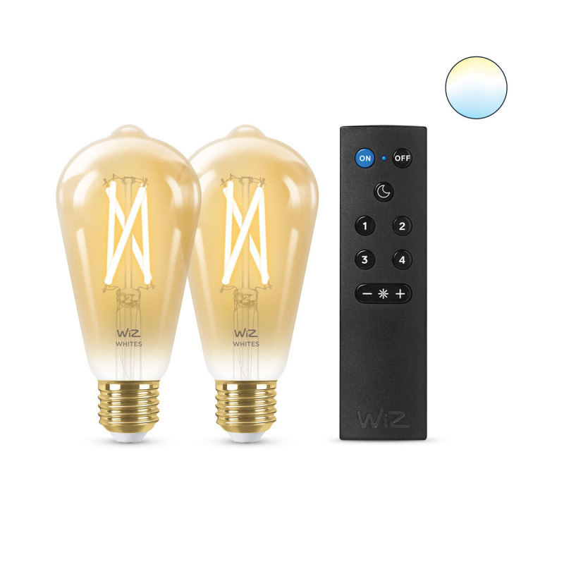 Bombilla Inteligente Wiz ST64 E27 50 W Multicolor Dorado 7 W 640 lm (2 Bombilla Inteligente Wiz ST64 E27 50 W Multicolor Dorado 7 W 640 lm (2